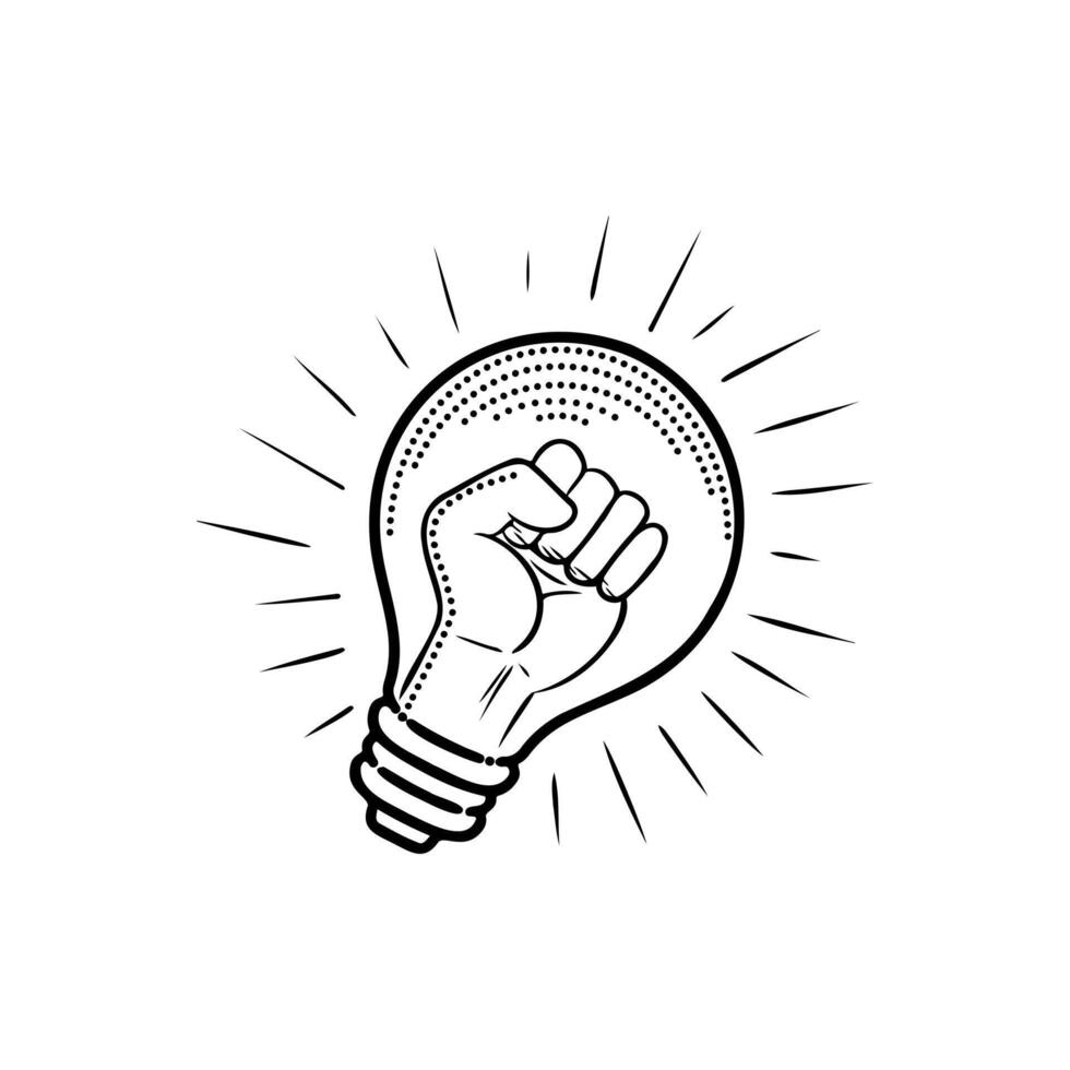 The Concept of Ideas and Power Illustrated with a Light Bulb vector