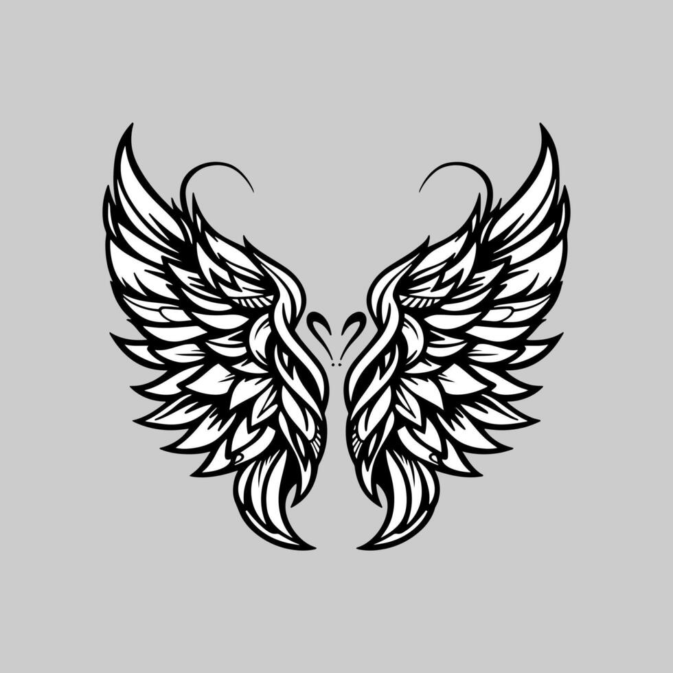 Elegant Black and White Wing Silhouette vector