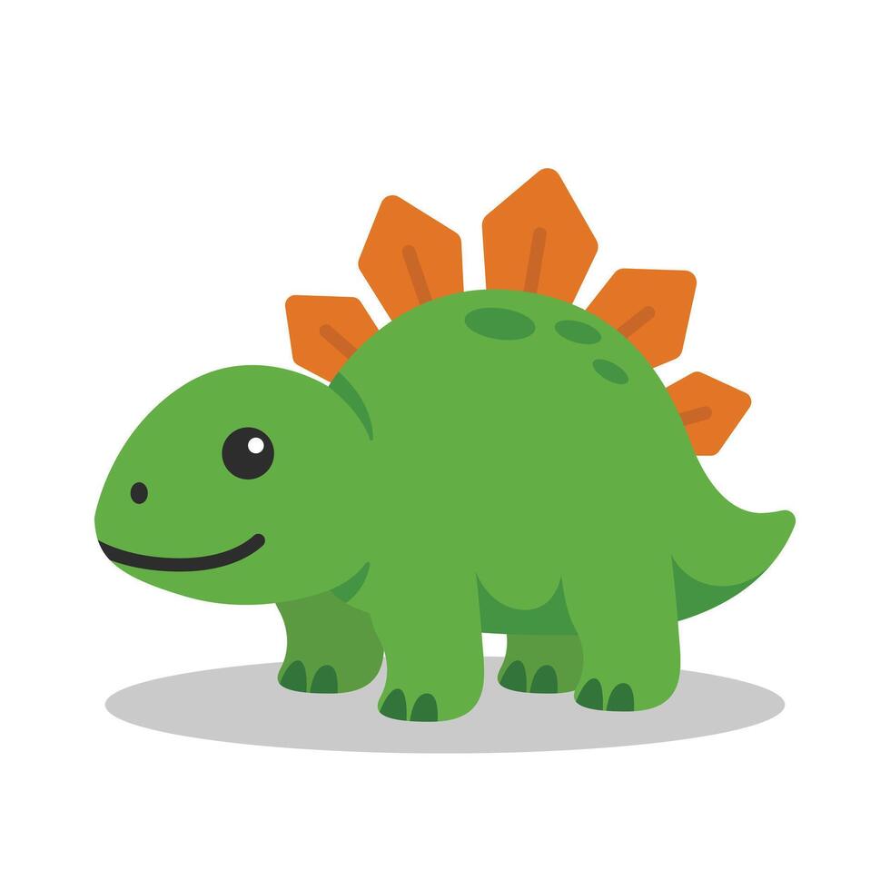 Green Stegosaurus with Spiked Back Cartoon Illustration vector