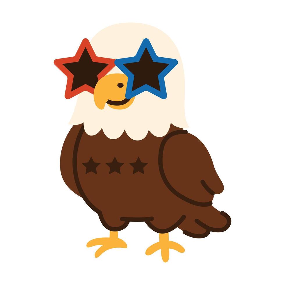 Illustration of Eagle Character With Glasses With United States Accent, Independence Day vector