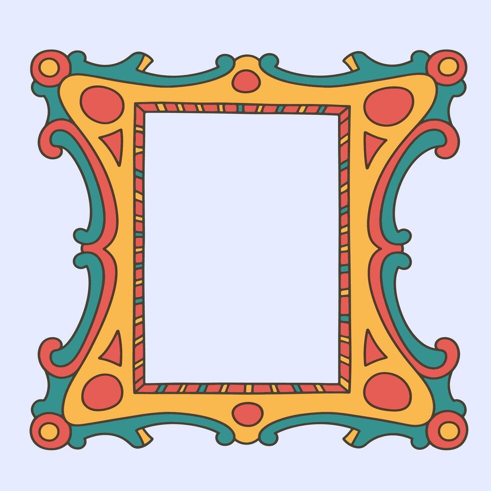 Retro ornamental frame with vibrant color palette vector