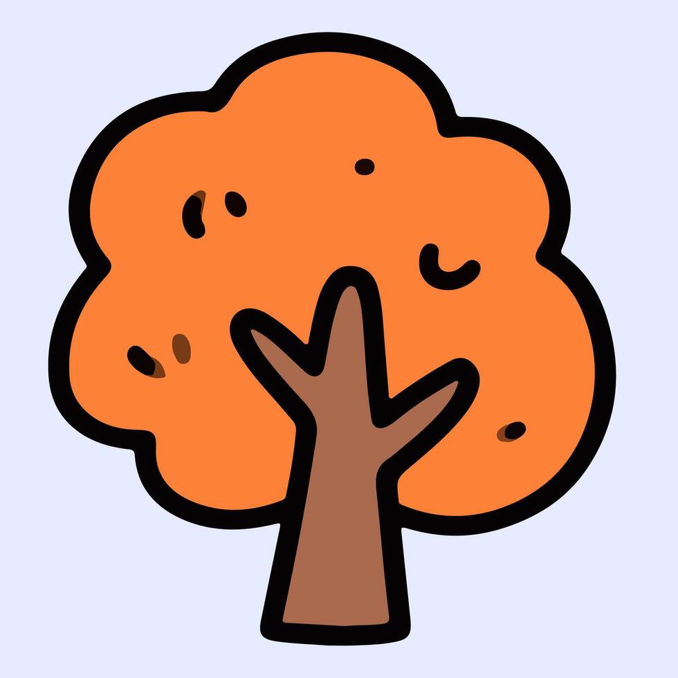 Tree with orange round foliage, suitable for kids illustrations and educational projects with cheerful tone. vector