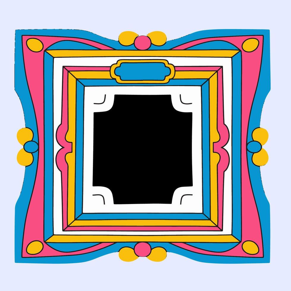 Bright multi-color frame with ethnic patterns vector