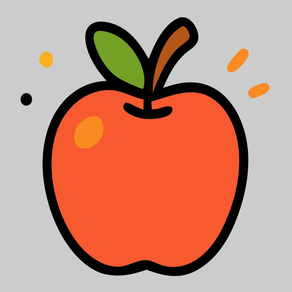 Simple Vibrant Apple Illustration with Bold Lines. vector