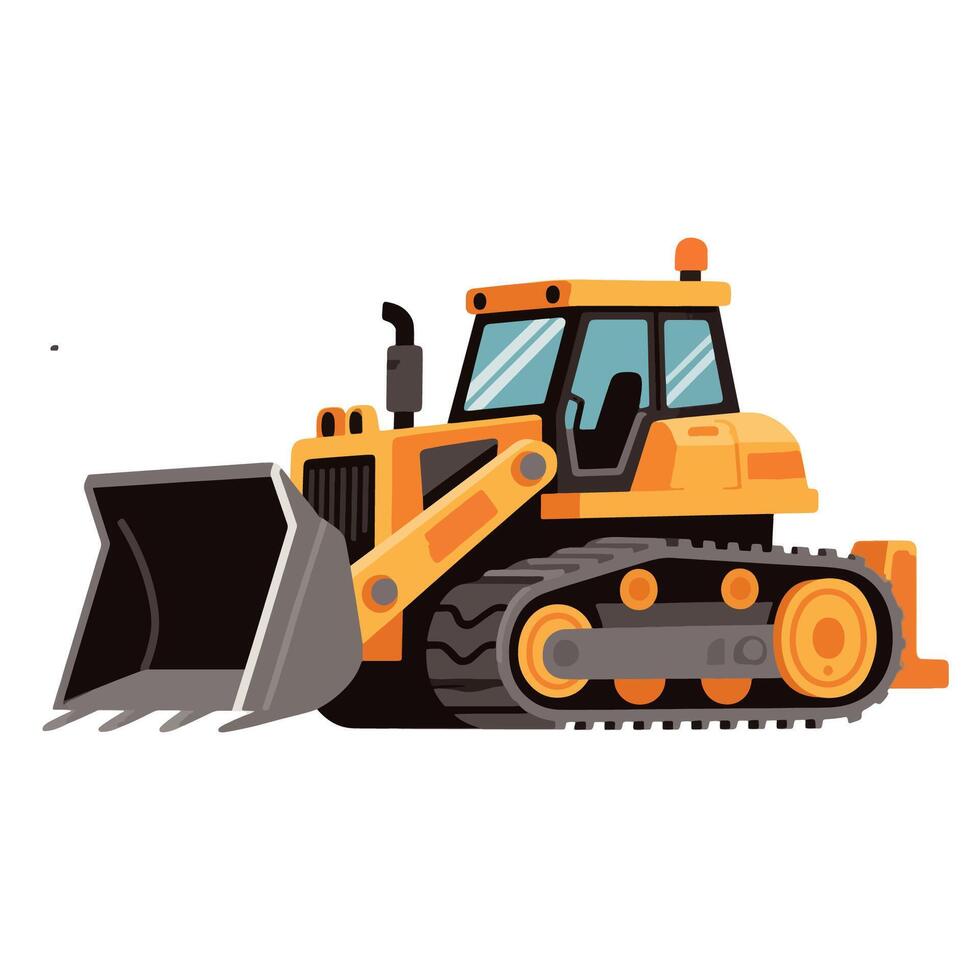 Vibrant Yellow and Gray Construction Bulldozer Illustration. vector