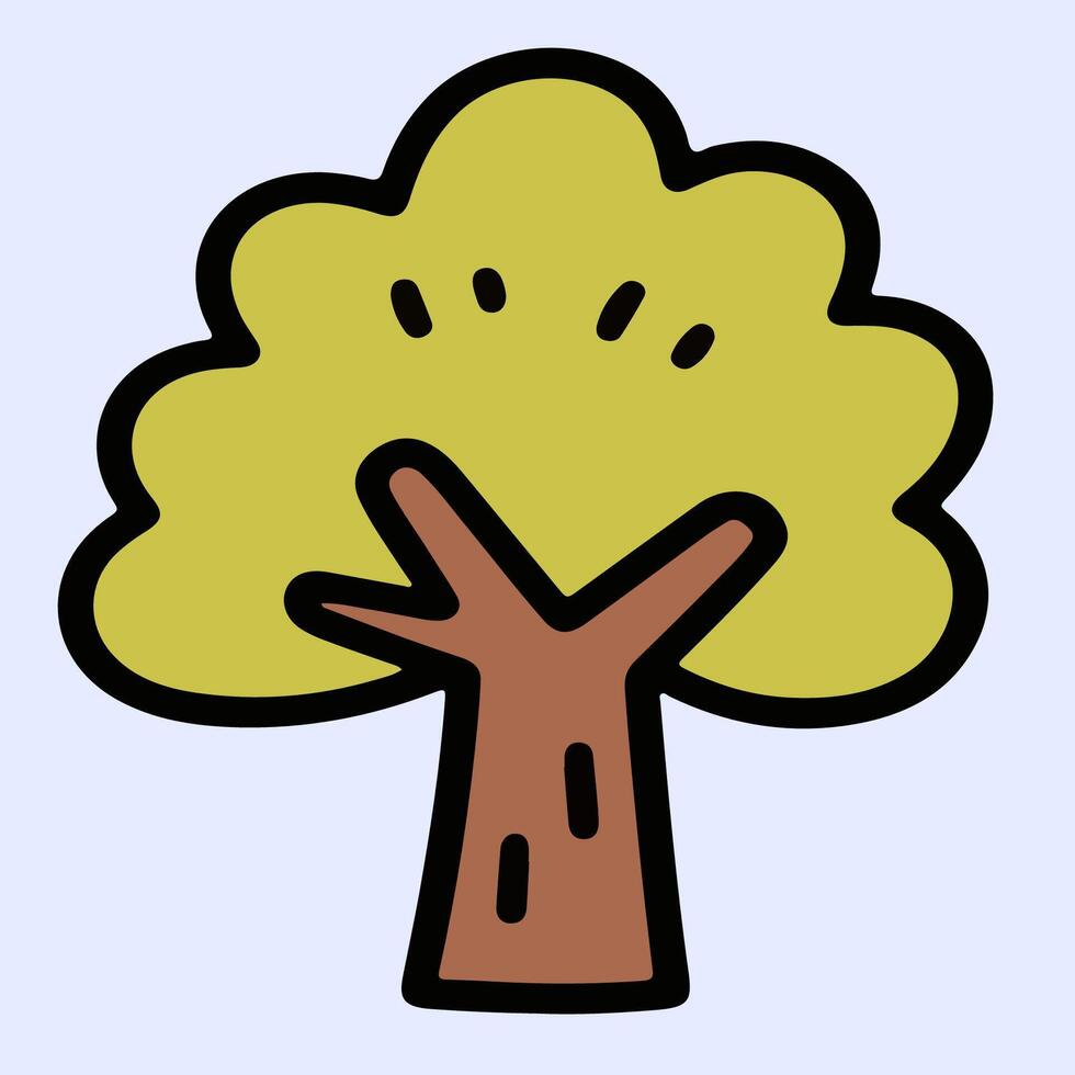 Tree with green fluffy crown, suitable for environment campaigns, nature icons and school projects. vector