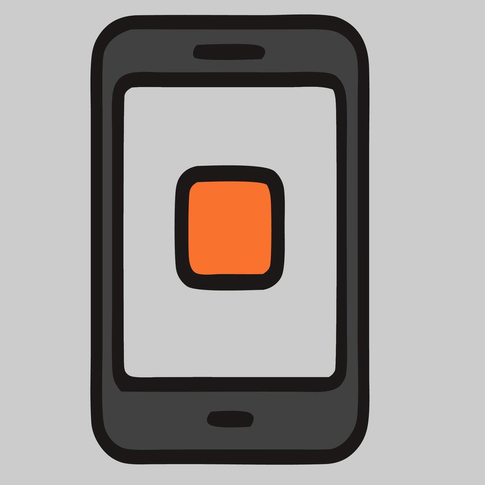 Stylized Smartphone Illustration with Orange Square Icon and Rounded Edges. vector