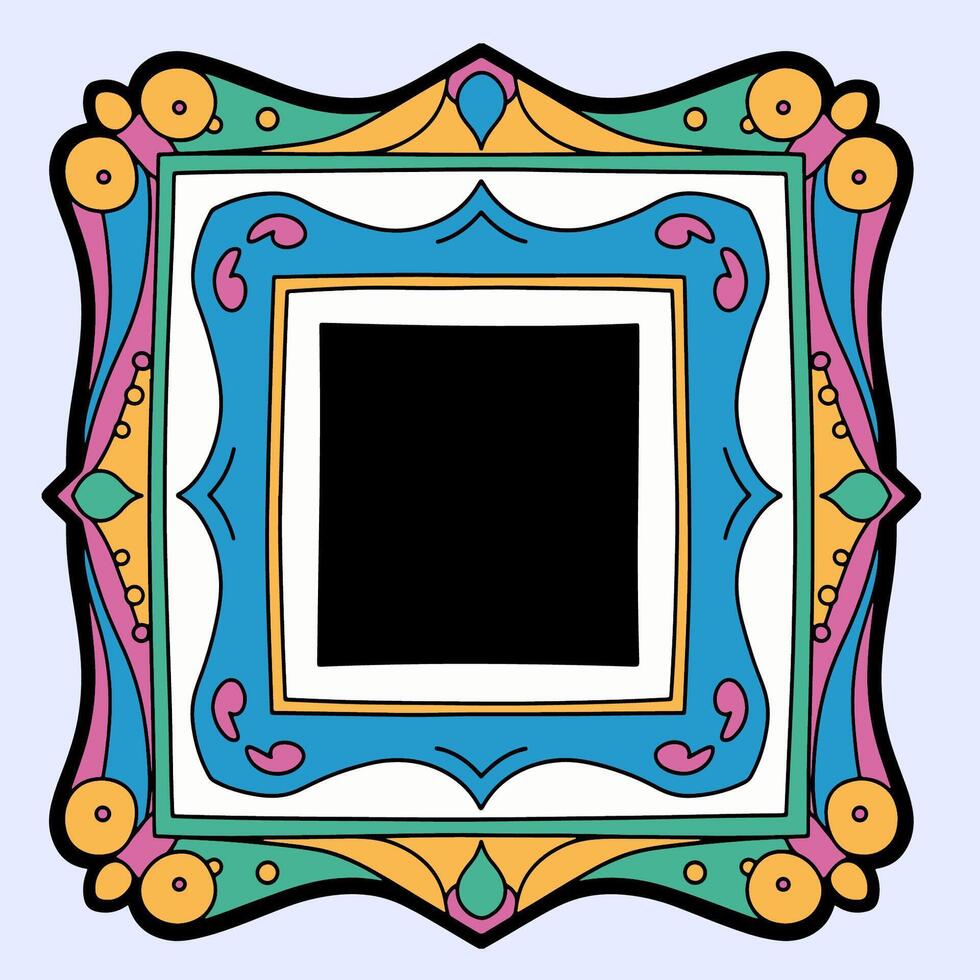Black art frame with vintage floral design vector