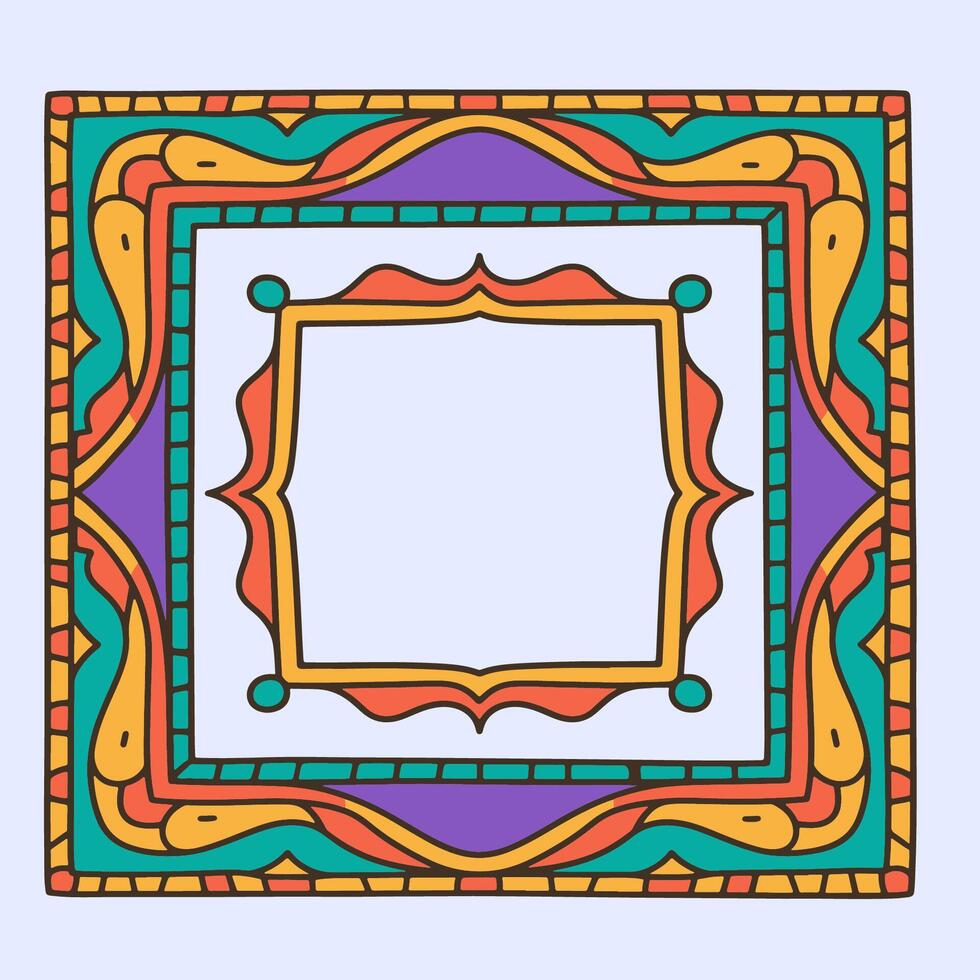 Square frame with tribal art and festive design vector