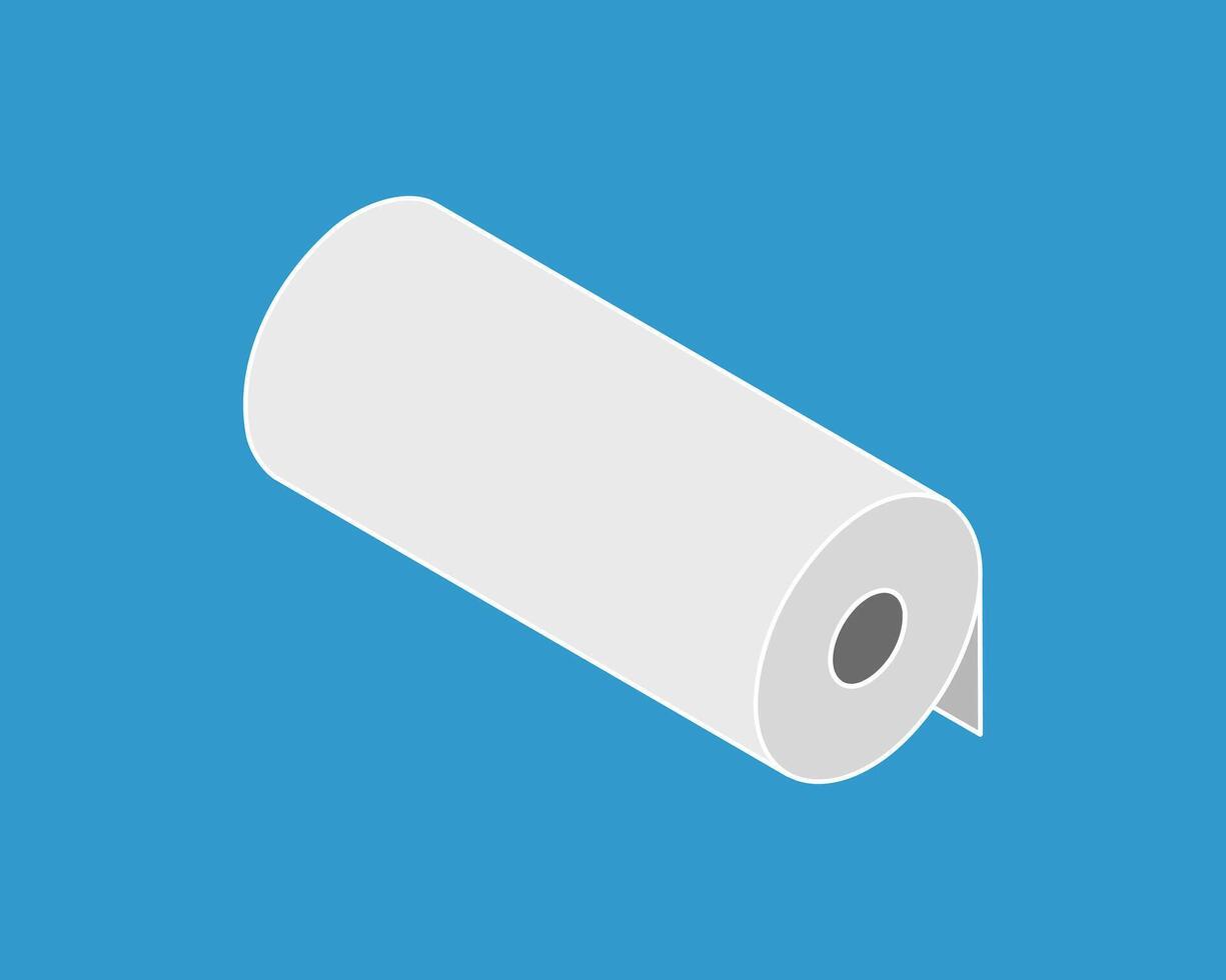 Isometric illustration of a roll of paper against a blue background. Perfect for concepts of abundance, potential, or new beginnings. vector
