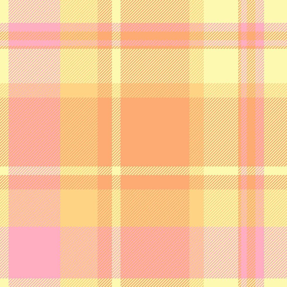 Pastel pink and yellow plaid pattern. Perfect for backgrounds, textile designs, or website elements. This soft, seamless texture evokes feelings of warmth and tranquility. vector