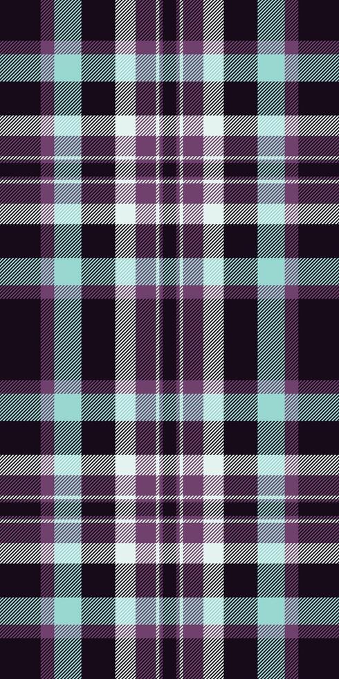 Scarf seamless texture background, geometrical fabric tartan pattern. Form plaid textile check in black and magenta colors. vector