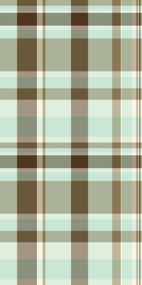 Elegant pastel plaid pattern in mint green, brown, and beige. Ideal for textile design, fashion, websites, and packaging. Subtle texture adds sophistication. vector