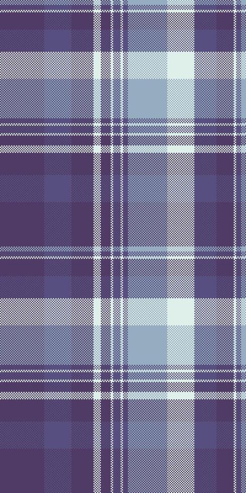 Outline check texture plaid, loft seamless pattern. Relax background tartan textile fabric in violet and indigo colors. vector