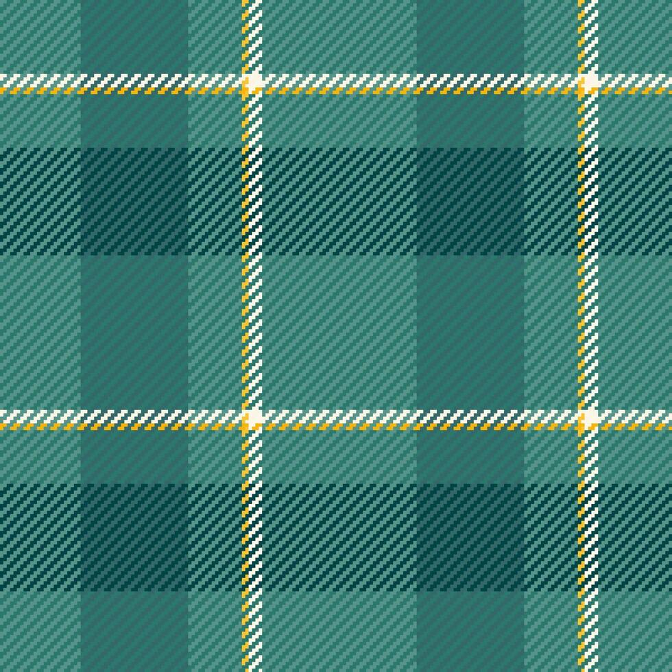 Seamless teal, white, and gold plaid pattern. Perfect for textile design, fashion, wrapping paper, or website backgrounds. This sophisticated and stylish check evokes feelings of warmth and comfort. vector