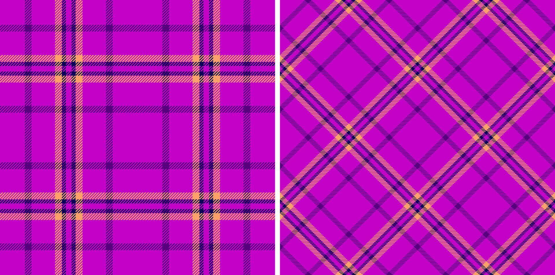 Vibrant fuchsia plaid patterns, perfect for textile design, fashion, or website backgrounds. Two distinct styles offer versatile options for adding a bold, textured touch to your projects. vector