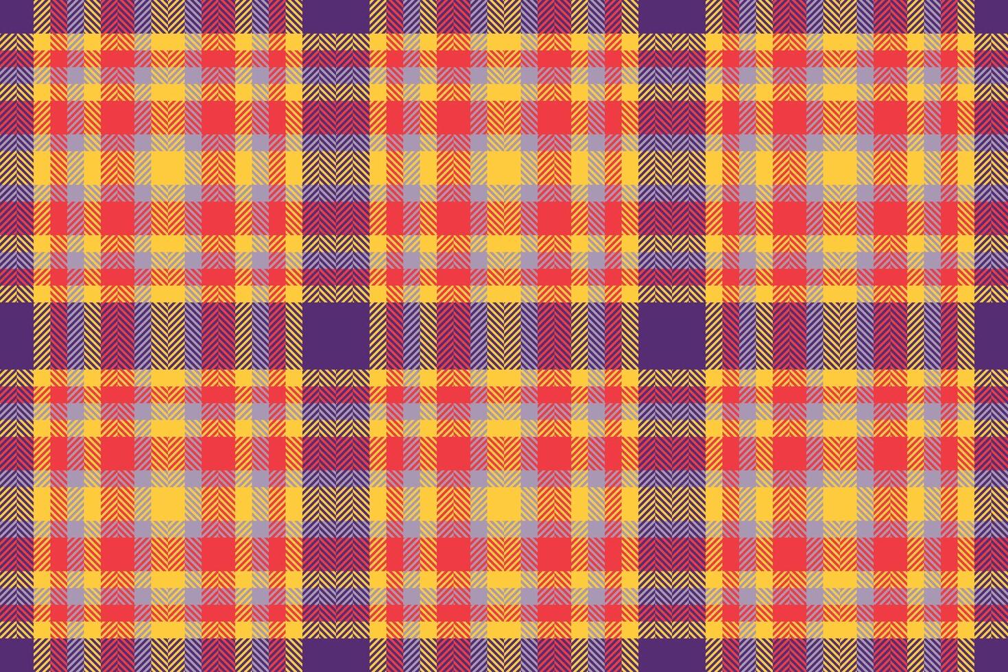 Vibrant, detailed plaid pattern. Excellent for fashion, textiles, backgrounds. The colorful check design adds warmth and texture. Perfect for graphic design. vector