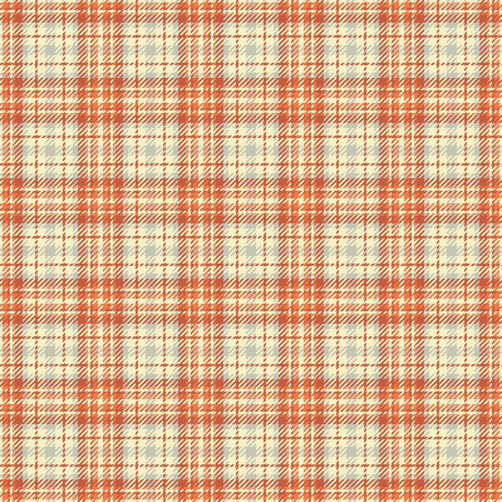 Warm autumnal plaid pattern. Subtle, textured design in soft orange and cream tones. Perfect for textiles, fashion, or seasonal projects. Evokes comfort and rustic charm. vector