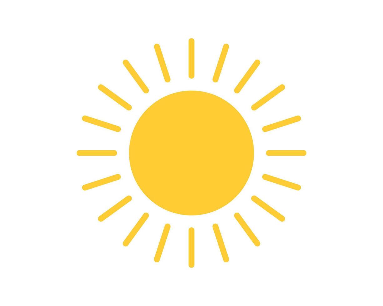 Bright, cheerful sun icon. Simple yellow design representing warmth, energy, and summer. Ideal for weather apps, childrens content, and positive messages. vector