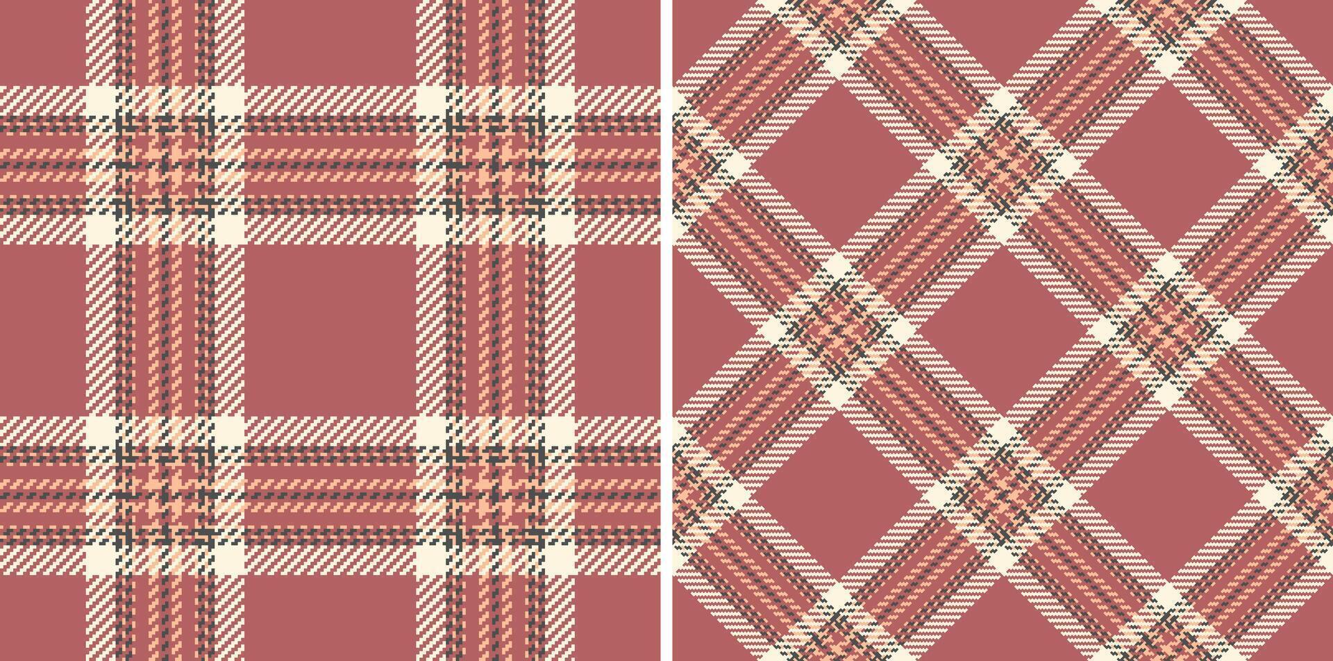 Elegant plaid pattern set. Textile design with classic tartan and gingham checks in warm hues. Ideal for fashion, interior, and graphic projects. vector