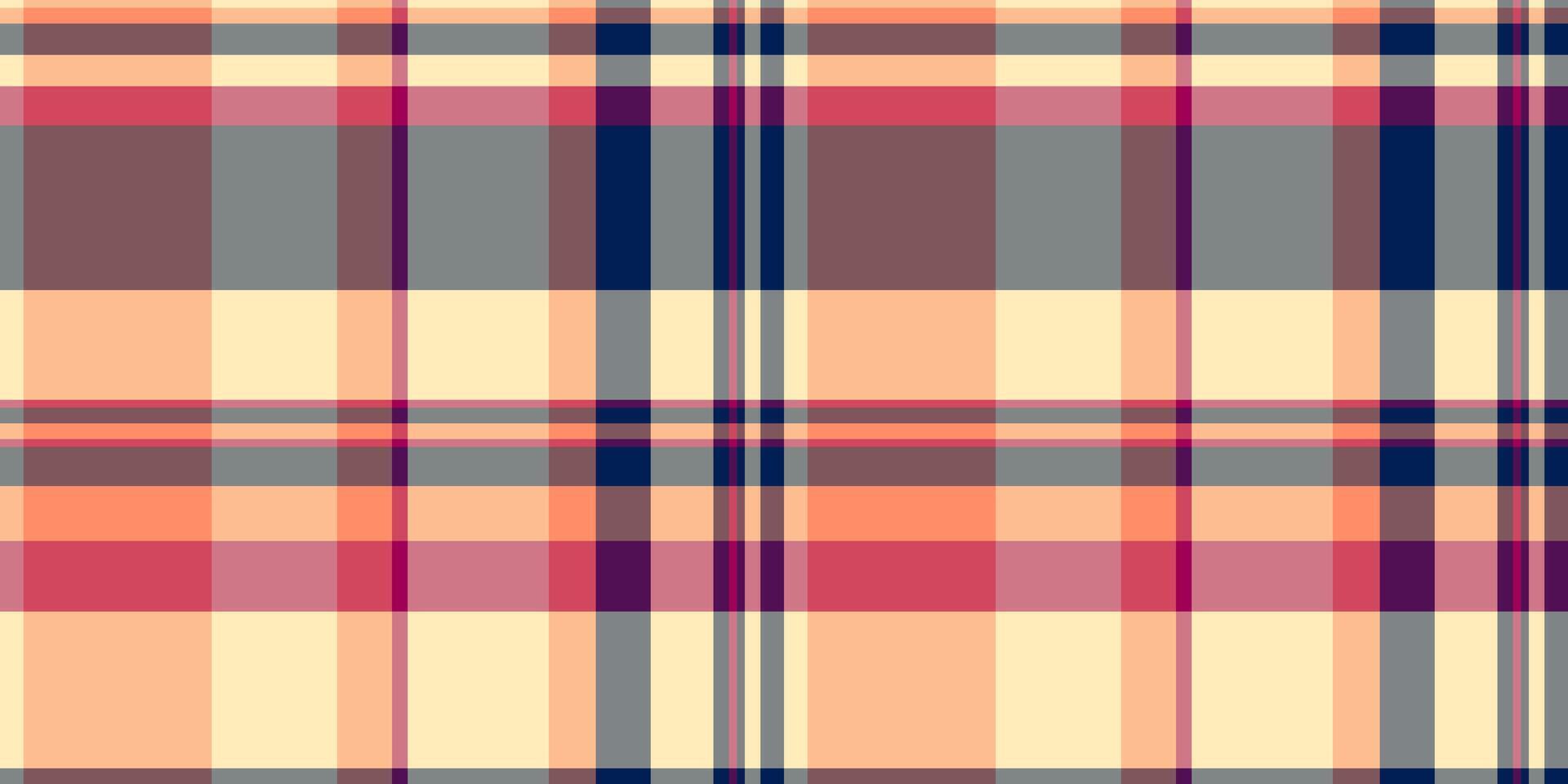 Vibrant pastel plaid pattern. Ideal for textile design, website backgrounds, or fashion projects. This seamless texture evokes warmth and a touch of rustic charm. vector