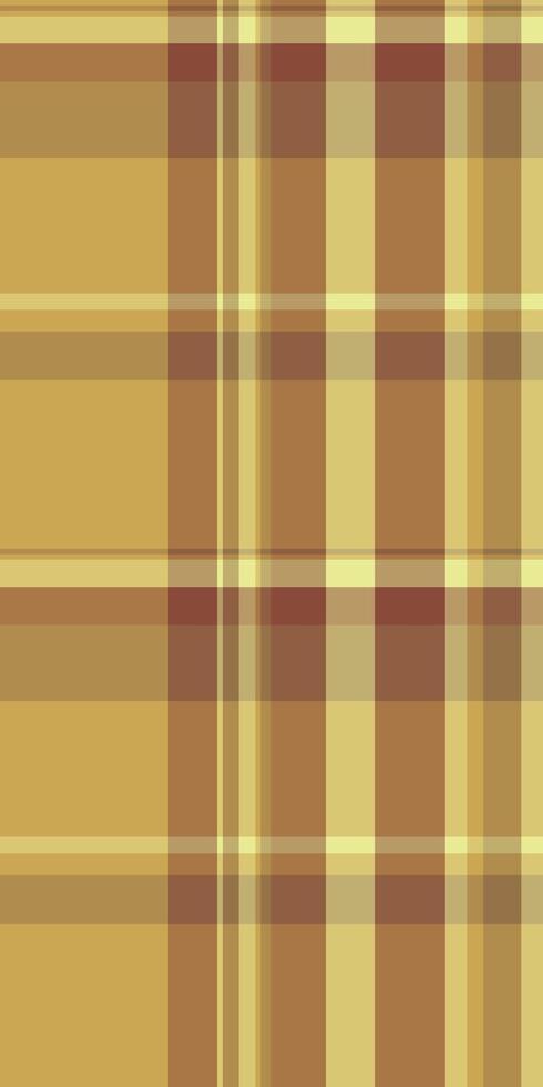 Exotic tartan fabric pattern, random seamless plaid texture. Curved background check textile in amber and yellow colors. vector