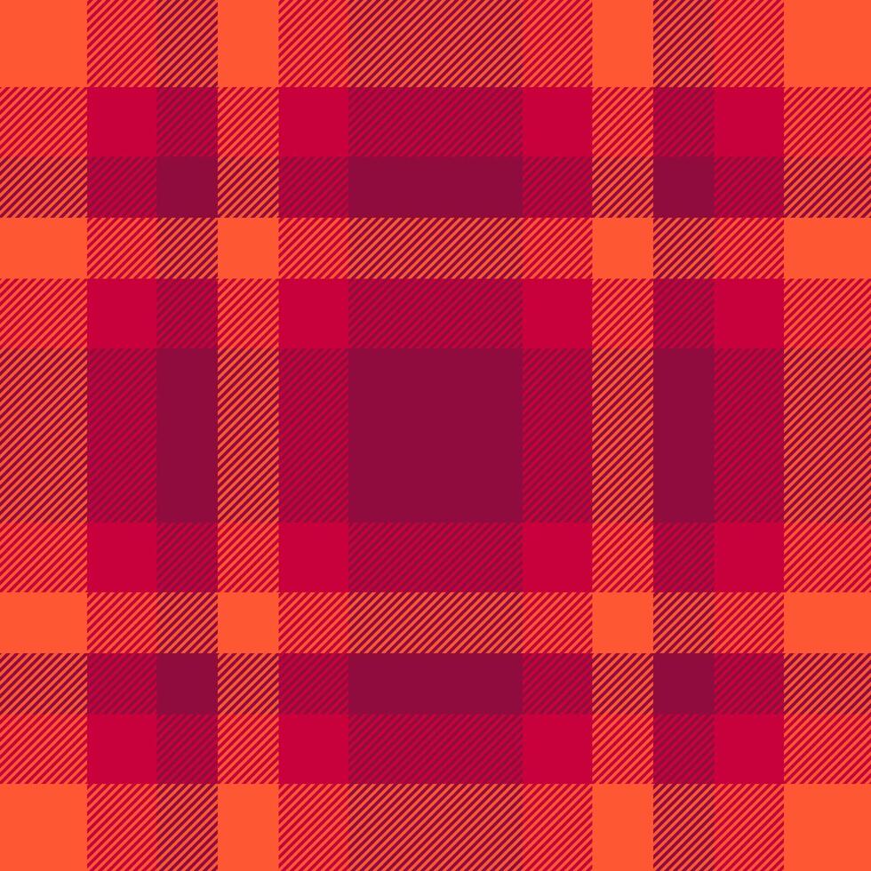 Vibrant red and orange plaid pattern. Perfect for autumnal designs, textile prints, or adding a warm, textured feel to any project. This seamless design offers a bold and stylish aesthetic. vector
