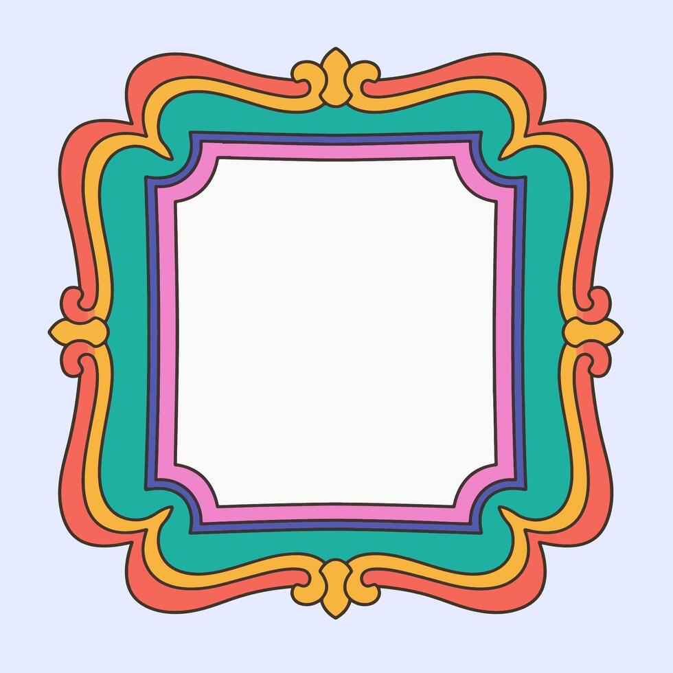 Wavy rainbow frame with thick outlines and smooth curves, ideal for decoration or bold artwork. vector