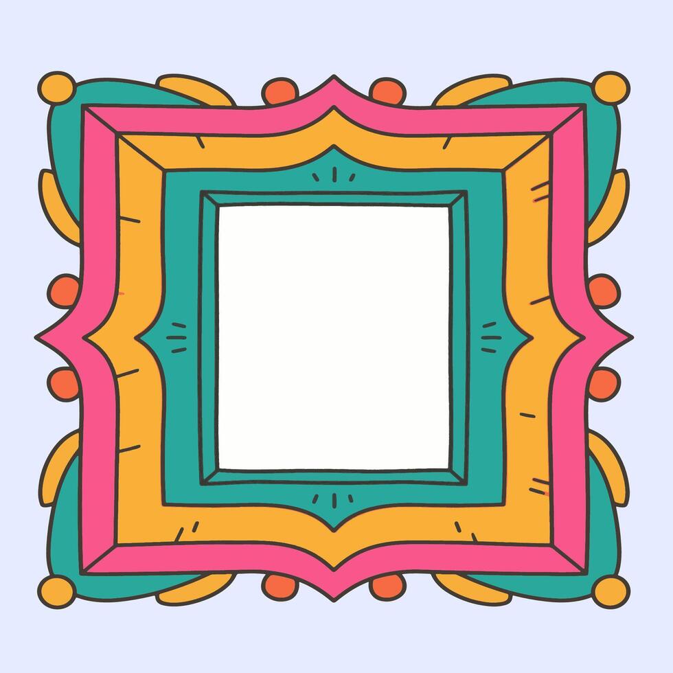 Modern neon color frame with turquoise highlight, great for decoration or vibrant border design. vector