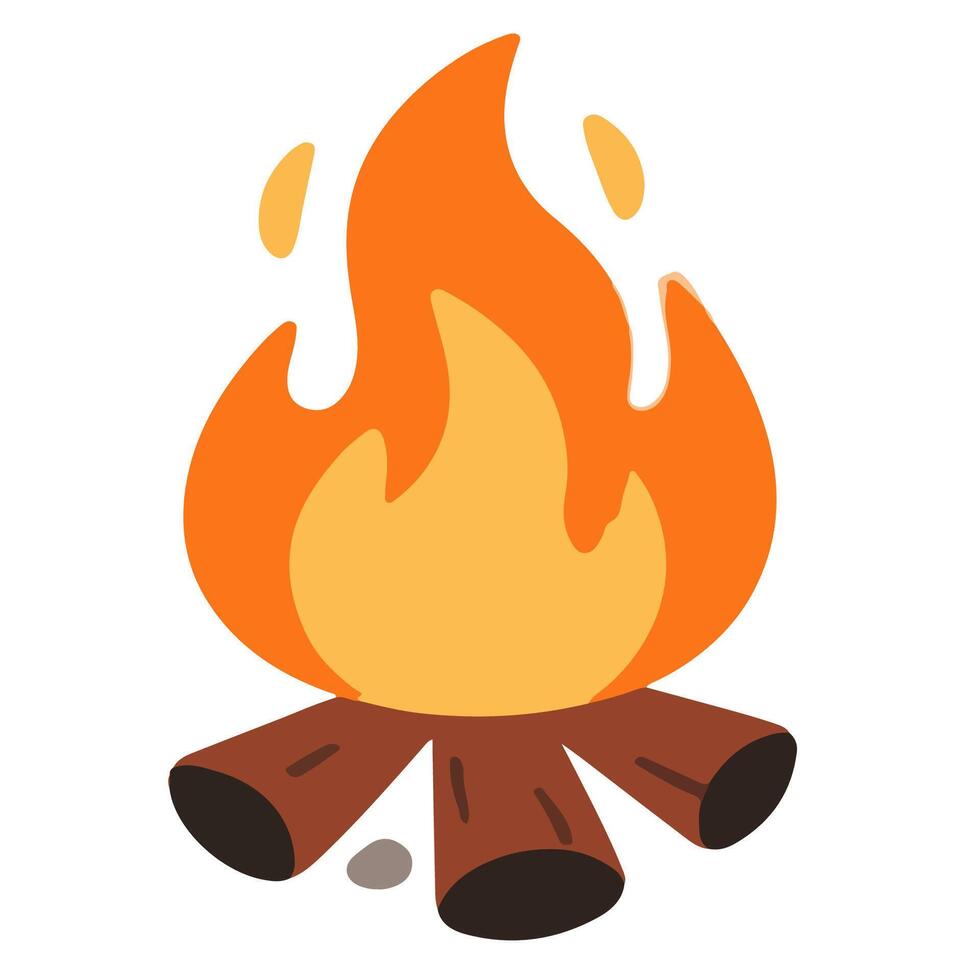 Campfire with glowing yellow flame frame vector
