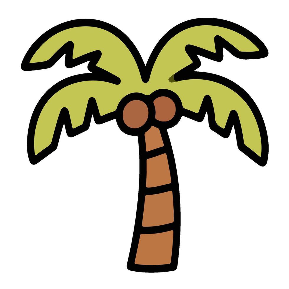 Simple Colorful Cartoon Palm Tree Illustration. vector