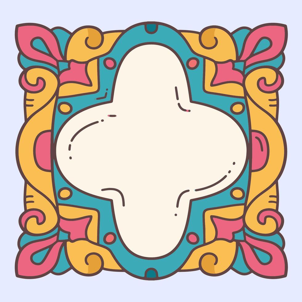Decorative cutout frame with pastel tones and ornate form, great for decoration or formal design. vector