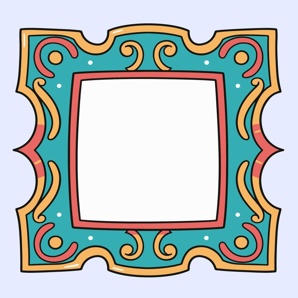 Curved edge blue frame with subtle classic style, perfect for decoration or digital art layout. vector