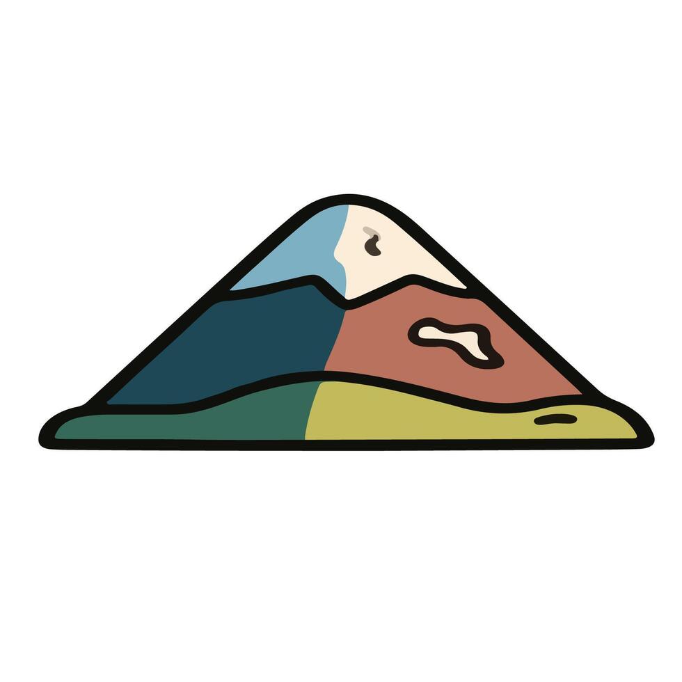 Colorful Cartoon Mountain Illustration with Layered Hues. vector