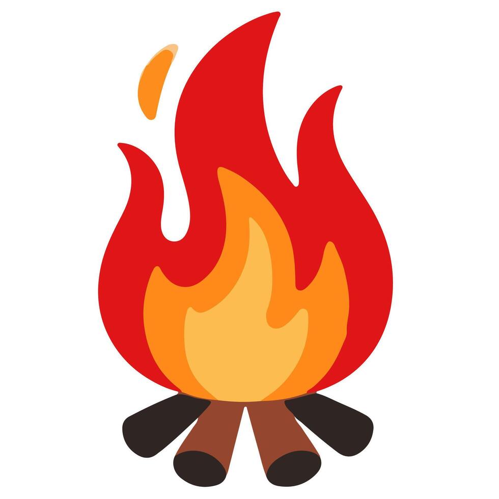 Campfire flame with burning wood frame vector