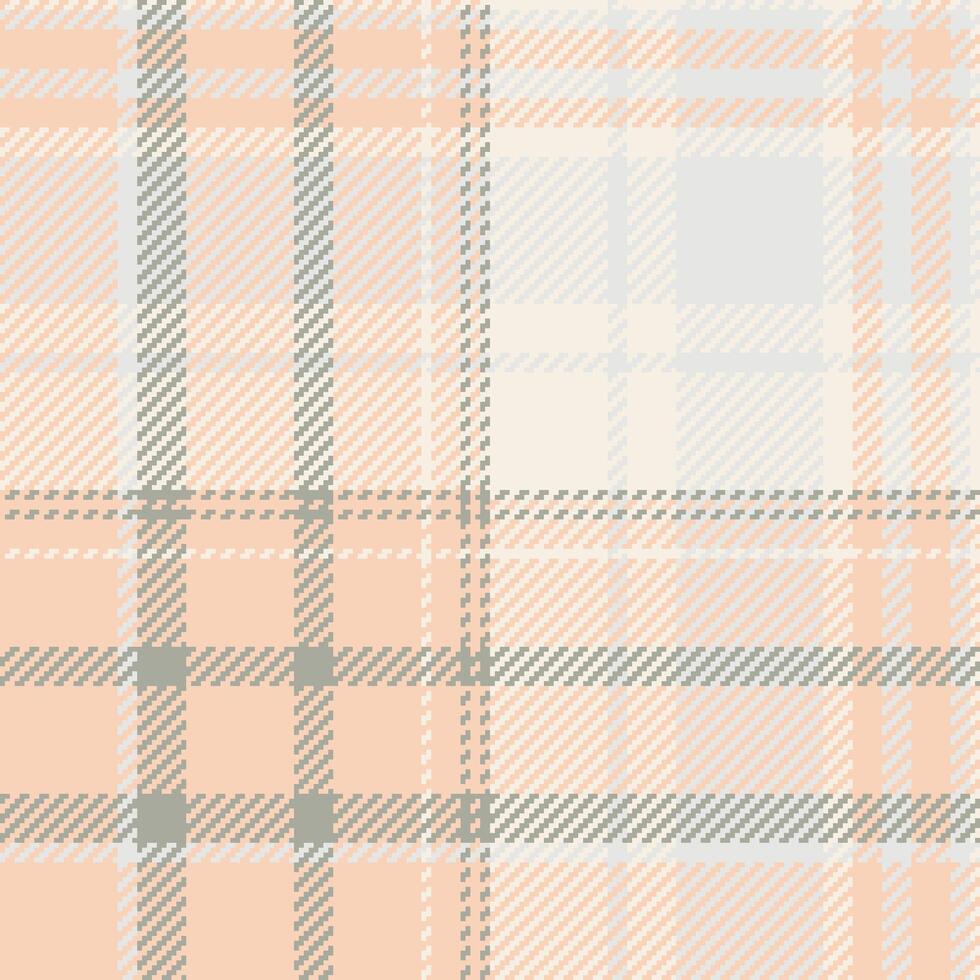 Elegant plaid pattern in soft peach and gray tones. Versatile for backgrounds, textiles, fashion, or classic designs. Ideal for adding a touch of sophistication. vector