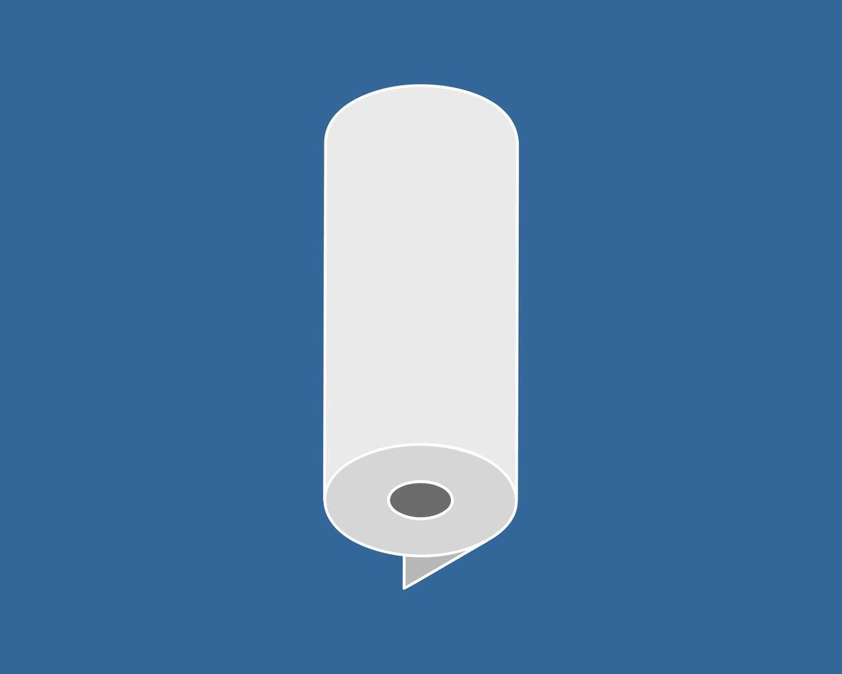 Clean minimalist illustration of a roll of paper against a blue background. Perfect for concepts of new beginnings, fresh starts, or simple solutions. vector