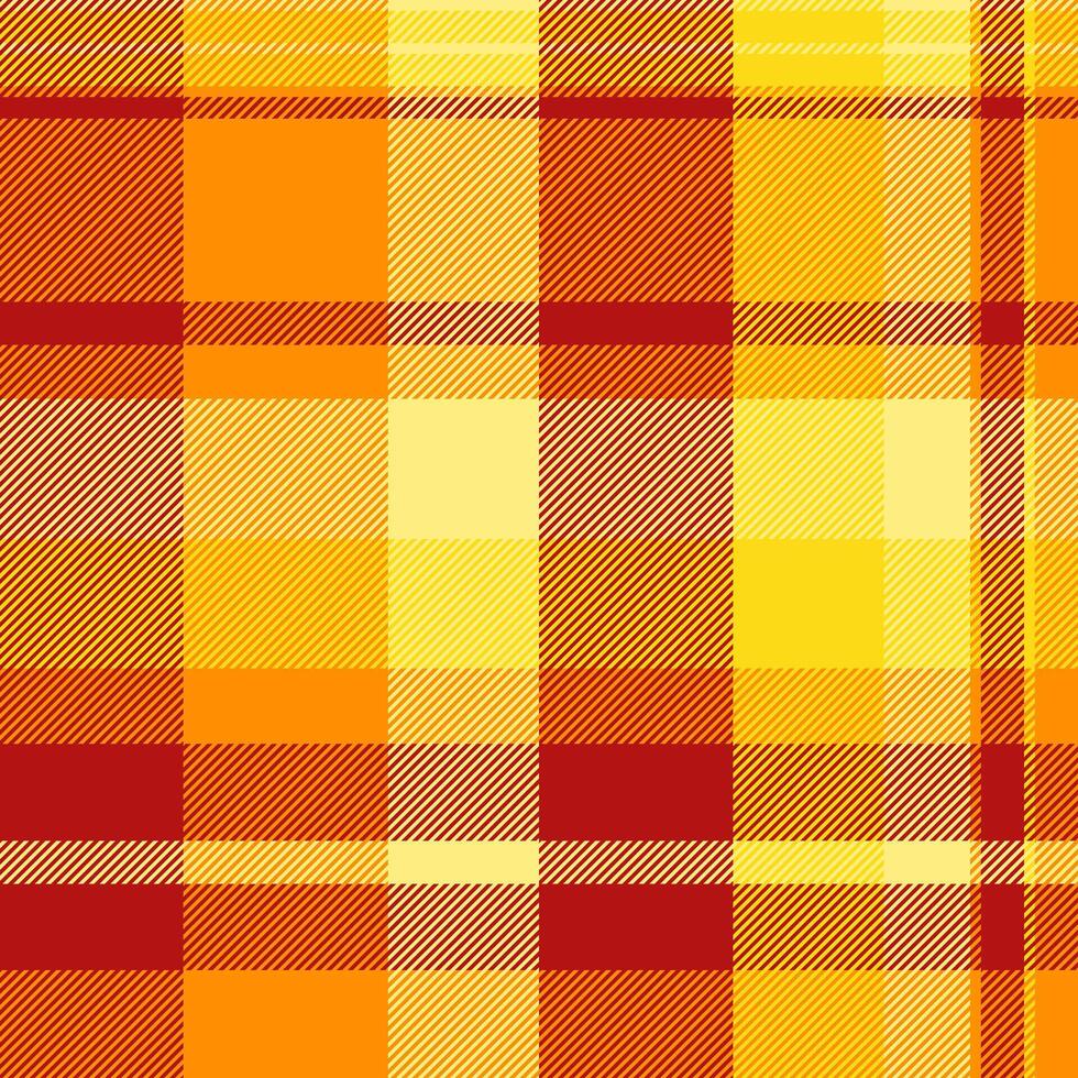 Vibrant autumnal plaid pattern in warm oranges and reds. Perfect for fallthemed designs, textile prints, or website backgrounds. This cheerful, energetic design evokes feelings of warmth and comfort. vector