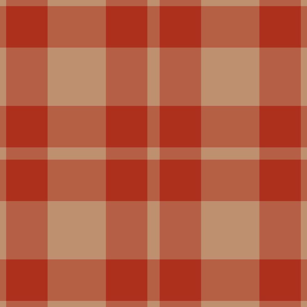 Straight check fabric, retro tartan texture pattern. Subtle seamless textile background plaid in red and orange colors. vector