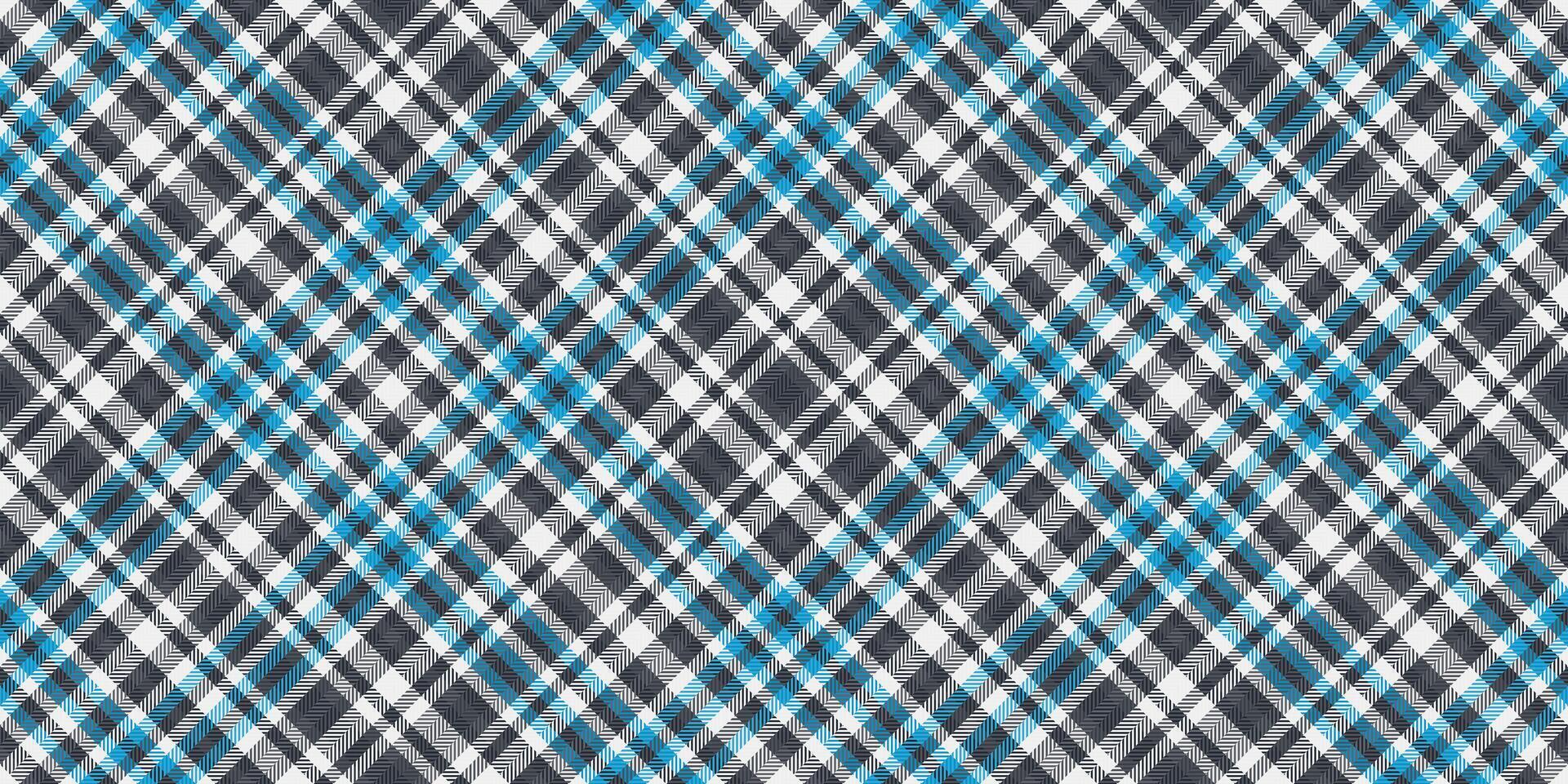 Stylish diagonal plaid pattern in cool grey, white, and teal. Perfect for textile design, fashion, backgrounds, and website designs. vector