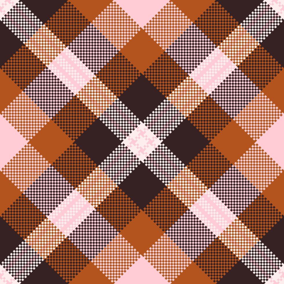 Stylish autumnal plaid pattern in warm browns, pinks creams. Perfect for textile design, fall fashion, wrapping paper, or seasonal branding. vector
