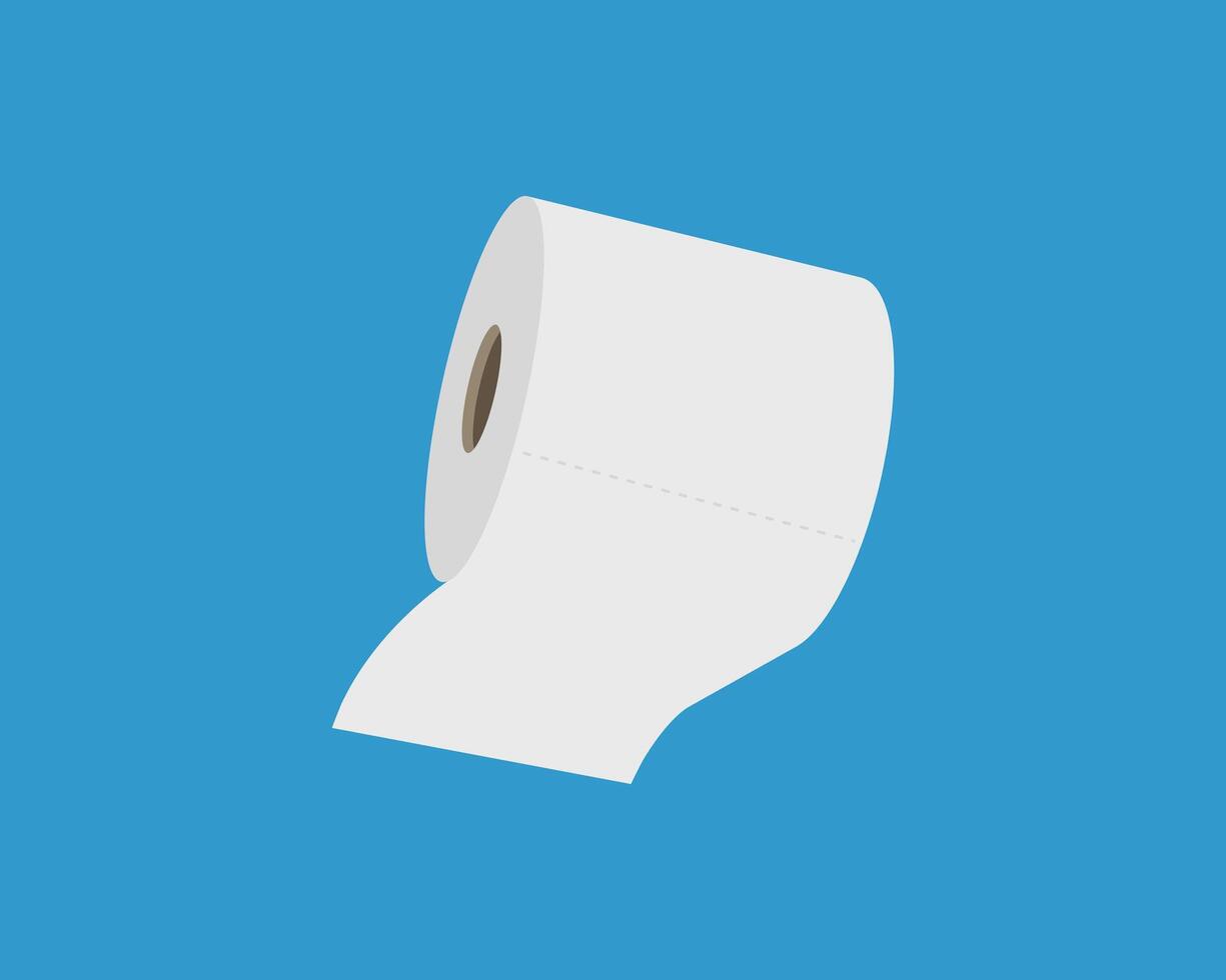 Clean, minimalist illustration of a toilet paper roll against a vibrant blue background. Perfect for hygiene, cleanliness, or freshness concepts. vector