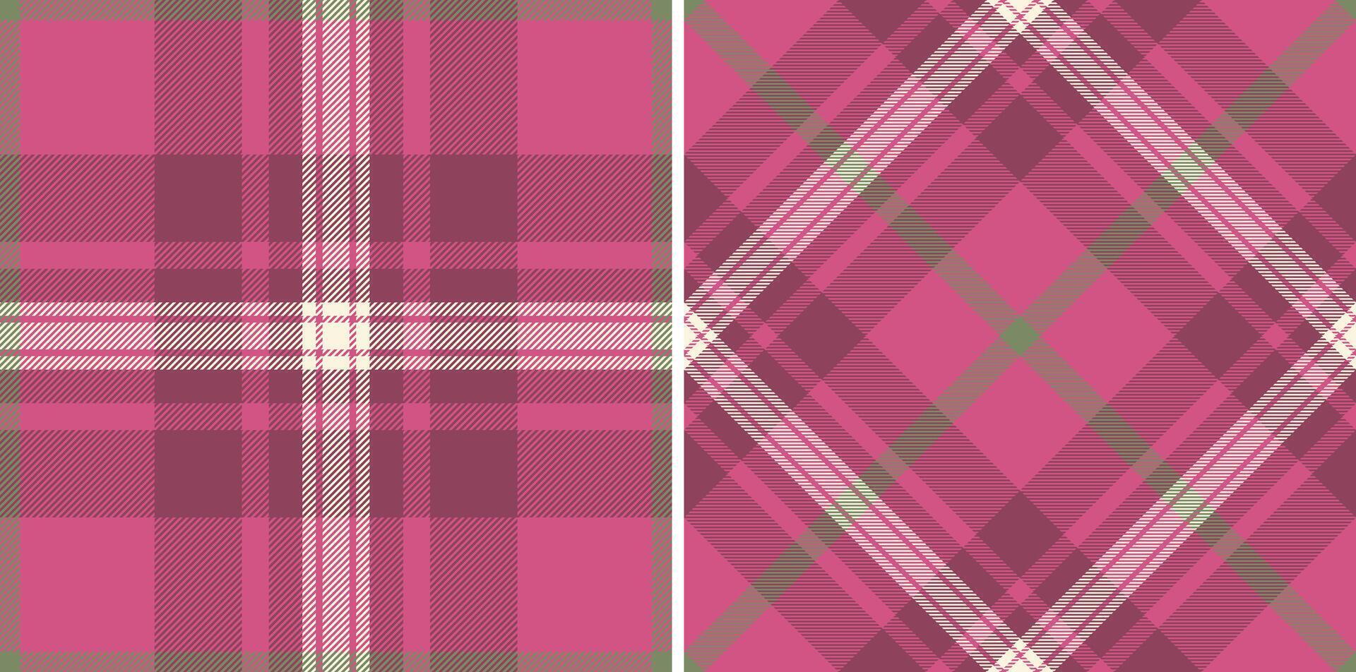 Two stylish pink and mauve plaid patterns. Perfect for textile design, fashion, wrapping paper, or website backgrounds. A versatile, modern take on classic woven textures. vector