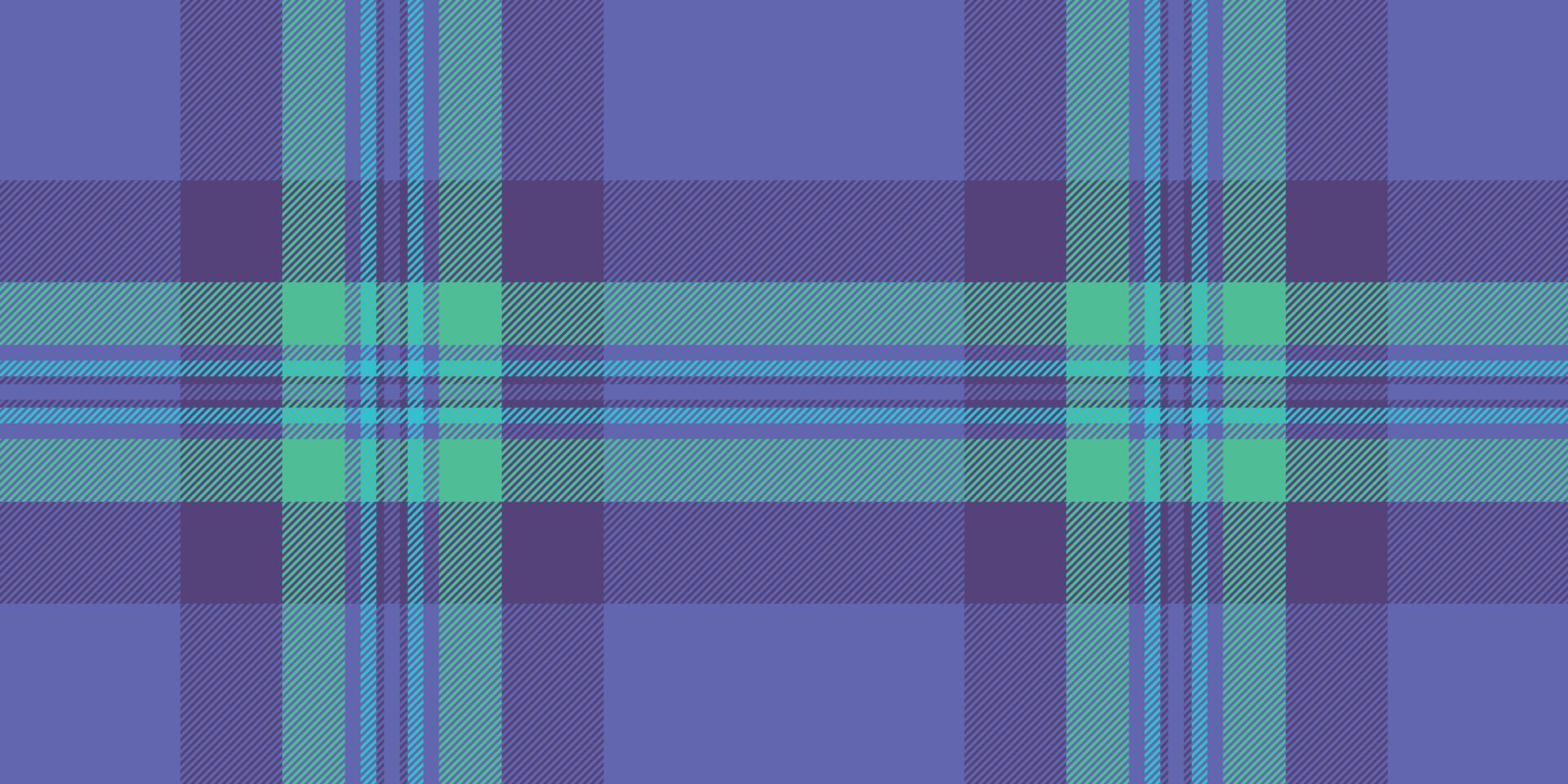 Vibrant teal and purple plaid pattern. Perfect for textile design, website backgrounds, or fashion projects. This seamless texture evokes a sense of modern style and traditional craftsmanship. vector