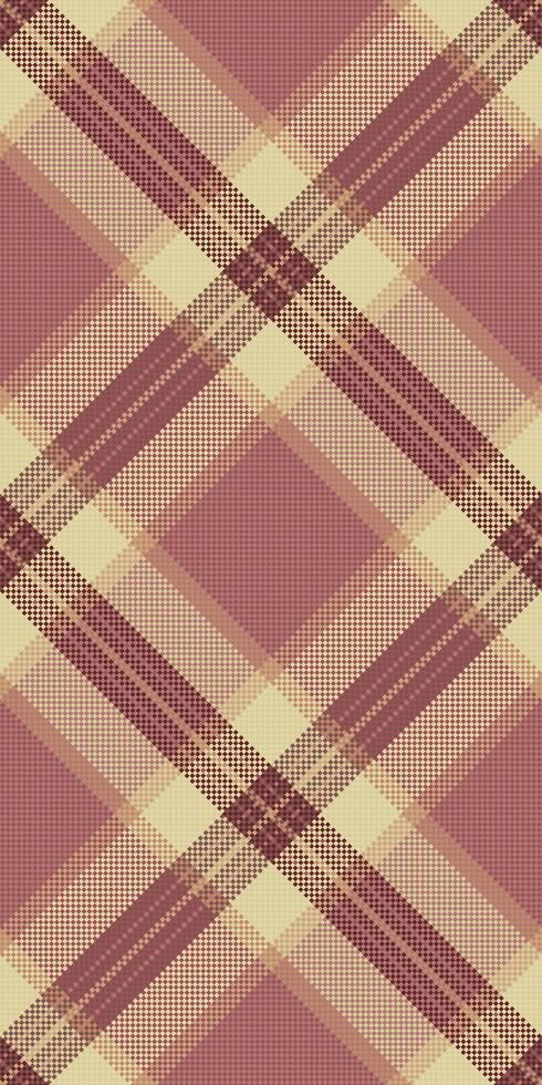Curved plaid seamless pattern, list textile texture tartan. Hounds tooth check background fabric in red and light colors. vector