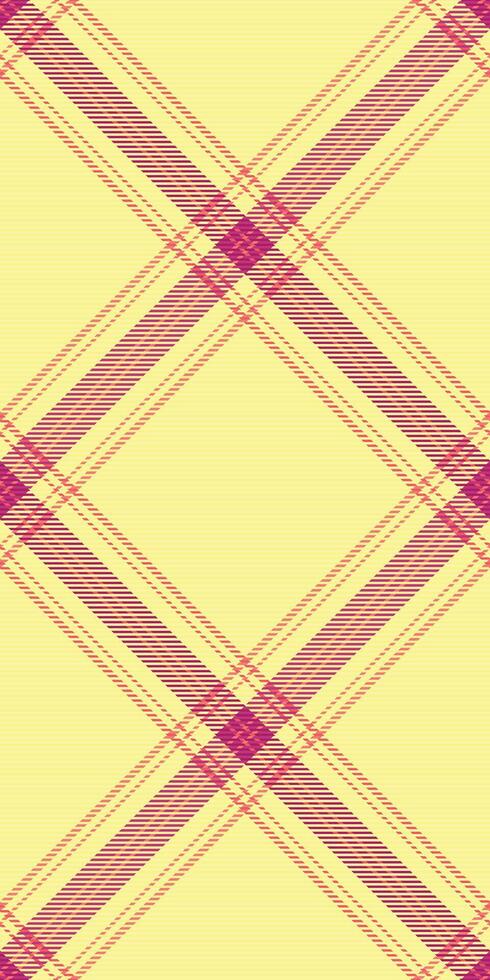 Vibrant diagonal plaid pattern in pastel yellow and pink hues. Ideal for textile design, fashion, website backgrounds, or any project needing a cheerful, modern texture. vector