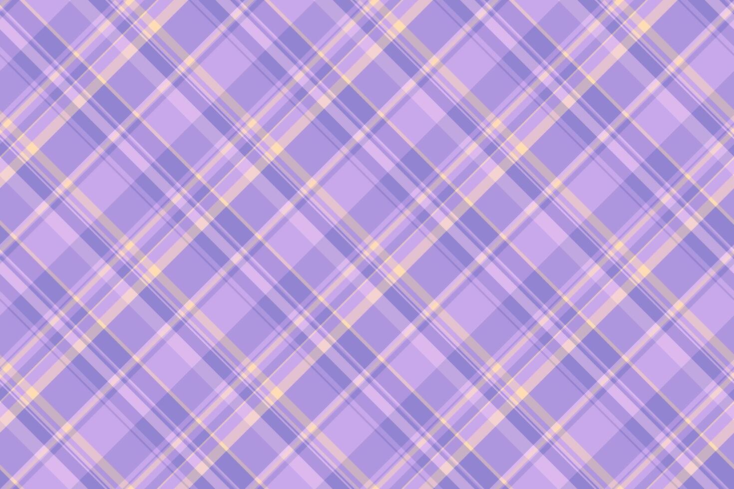 Elegant diagonal plaid pattern in soft lavender pale yellow. Textile design perfect for backgrounds, crafts, or fashion projects. Calming versatile texture. vector