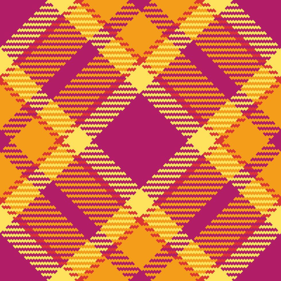 Vibrant tartan pattern with bold, warm colors. A fun, dynamic texture suitable for backgrounds, textiles, or creative projects needing a lively eyecatching design. vector