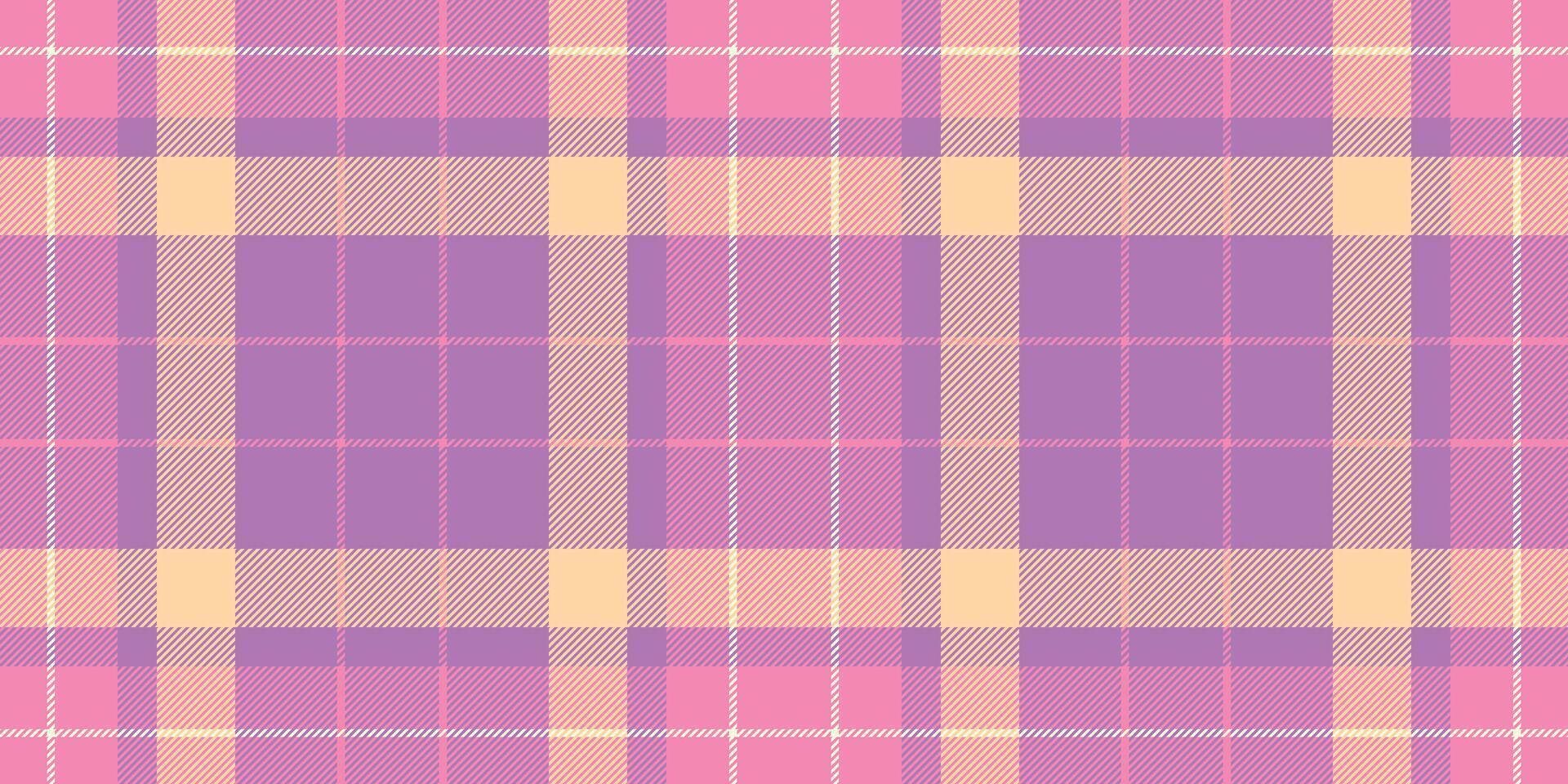 Pastel pink, yellow, and purple plaid pattern. Perfect for textile design, wallpaper, or website backgrounds. A cheerful, soft texture evokes feelings of comfort and femininity. vector