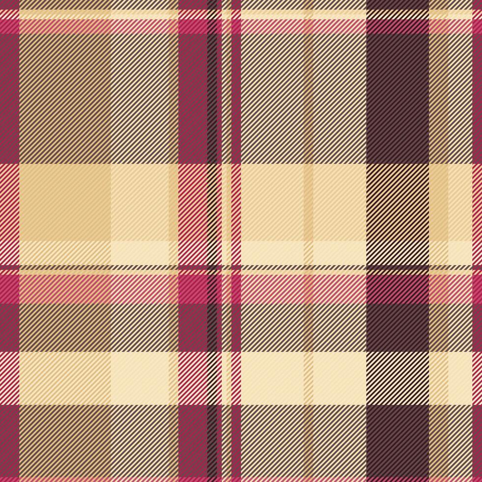 Elegant cream, brown, and pink plaid pattern. Perfect for textile design, apparel, or website backgrounds. The subtle color palette evokes warmth and sophistication. vector